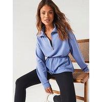 V By Very Zip Through High Neck Modal Top - Blue