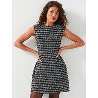 V By Very Boucle Cap Sleeve Mini Dress - Print