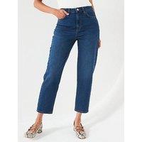 V By Very High Waist Mom Jeans - Dark Wash