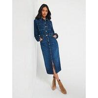 V By Very Denim Midaxi Shirt Dress - Dark Wash - Dark Wash