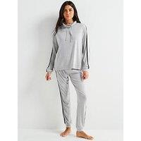 V By Very Cowl Neck Contrast Loungewear Set - Grey
