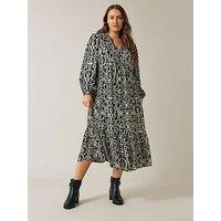 Evans 3/4 Sleeve Midi Dress - Black