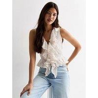 New Look Ruffle Front Top - White