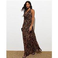 New Look Brown Leopard Print Cowl Neck Midi Dress