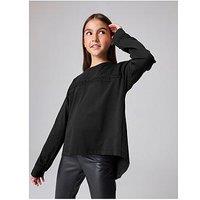 Smallsaints All Saints Kids Logo Lace Long Sleeve T-Shirt - Black