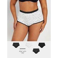 Yours Curve 5 Pack Mono Star Print Full Brief