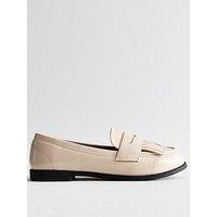 New Look Extra Wide Fit Leather-Look Tassel Loafers - Off White