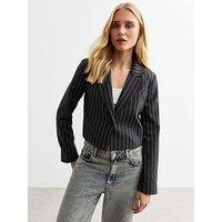 New Look Grey Pinstripe Cropped Blazer