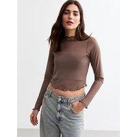 New Look Long Sleeve Mesh Top - Mink