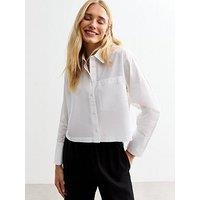 New Look Cotton Poplin Cropped Shirt - White