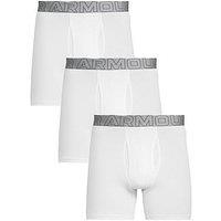 Under Armour Performace Cotton 6Inch 3Pack Boxers - White