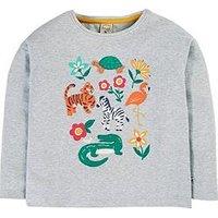 Frugi Girls Bethany Applique Top - Grey