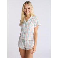 Boux Avenue Multi Check Frill Revere Set - Ivory Mix