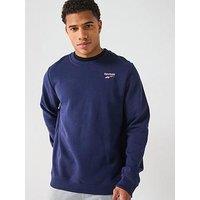 Reebok Mens Small Logo Fleece Sweatshirt - Navy