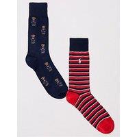 Polo Ralph Lauren 2 Pack Bear/Stripe Crew Socks - Navy