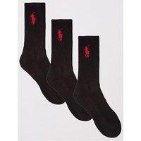 Polo Ralph Lauren 3 Pack Big Pony 3Pk Crew Socks - Black