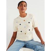 Ps Paul Smith Floral Applique Short Sleeve Jumper - White