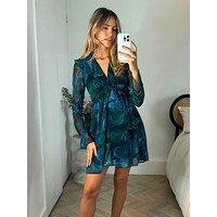 Style Cheat Marble Print Ruffle Mini Dress - Green