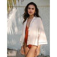 Chelsea Peers Linen-Blend Cropped Shirt - Natural