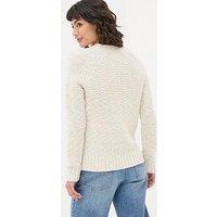 Fatface Texture Cable Jumper - White - Cream