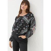 Fatface Ishana Frontier Placement Blouse - Black