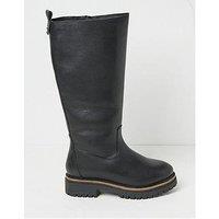 Fatface Emmy Leather Chunky Riding Boots - Black