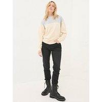 Fatface Colour Block Crew Sweat - Beige - Pink