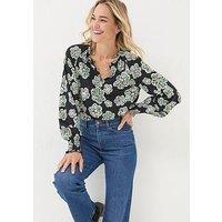 Fatface Florence Spaced Floral Blouse - Black