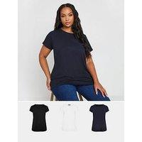 Yours Curve 3 Pack Core Basic T-Shirt - Multi