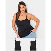 Yours Curve 2 Pack Cami Vests - Black
