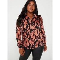 Ax Paris Curve Printed Shirt - Black
