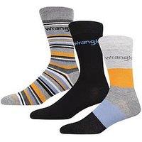 Wrangler 3-Pack Logo Stripe Crew Socks - Multi