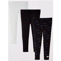 Nike Younger Girls 3 Pack Leggings - Black