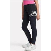 New Balance Kids Girls Stacked Logo Leggings - Black