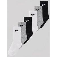 Nike Younger Boys Basic Crew 6 Pack Socks - White/Grey