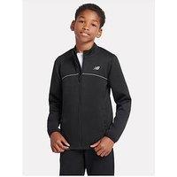New Balance Junior Boys Tricot Full Zip Funnel Top - Black