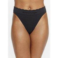 Boux Avenue Scallop Ribbed Thong - Stone