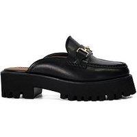 Dune London Gridlock Leather Backless Loafer - Black