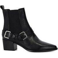 Dune London Panino Buckle Detail Western Boot - Black