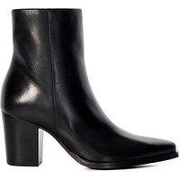 Dune London Paxten Leather Heeled Ankle Boot - Black