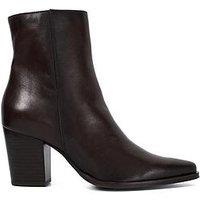 Dune London Paxten Leather Heeled Ankle Boot - Brown