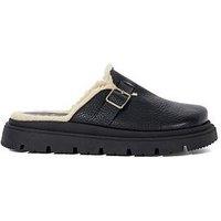Dune London Gene Leather Faux Shearling Lined Clogs - Black