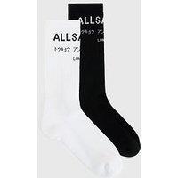 Allsaints Underground 2 Pack Crew Socks - Black/White