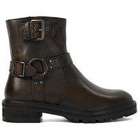 Dune London Piton Leather Biker Boot - Brown