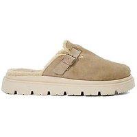 Dune London Gene Leather Faux Shearling Lined Clogs - Sand