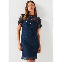 V By Very Guipure Lace Mini Shift Dress - Navy