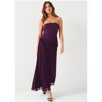 V By Very Pleated Skirt Bandeau Maxi Dress - Purple
