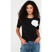 V By Very Corsage T-Shirt - Black