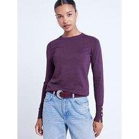 River Island Fine Knit Crew Top - Dark Purple