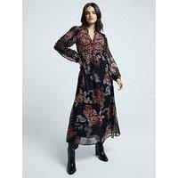 River Island Floral Smock Midi Dress - Multicolour - Black